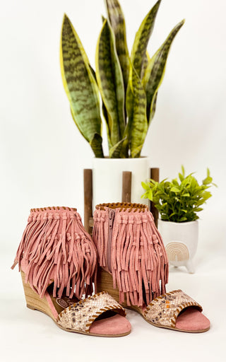 True Fringe Wedge in Blush Naughty Monkey
