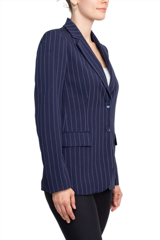 Tahari ASL Notched Collar Two Button Long Sleeve Crepe Blazer - By Baano