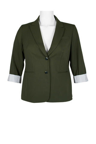 Tahari ASL Notched Collar Two Button 3/4 Sleeve Crepe Jacket (Plus Size) - By Baano