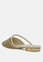 Turnon Velvet Diamante Detail Flat Mules
