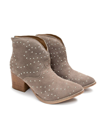 Twilight Studded Heeled Ankle Boot in Taupe - By Baano