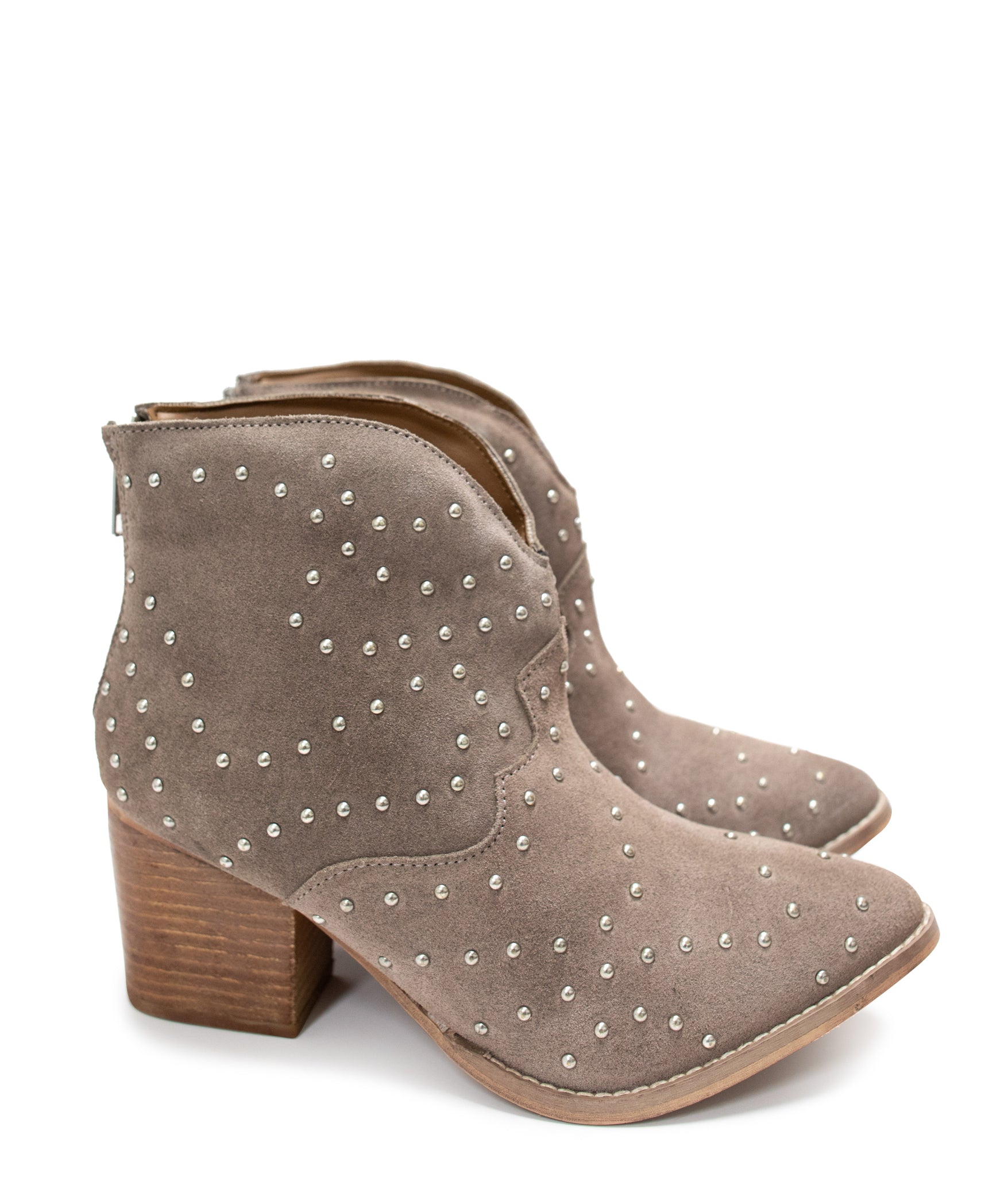 Twilight Studded Heeled Ankle Boot in Taupe Naughty Monkey