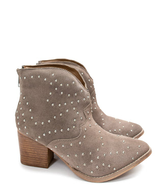 Twilight Studded Heeled Ankle Boot in Taupe - By Baano