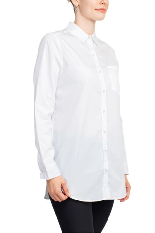 Grand & Greene Collar Neck Button Detail Long Cuffs Sleeves Rayon Top - Glamourous Grace