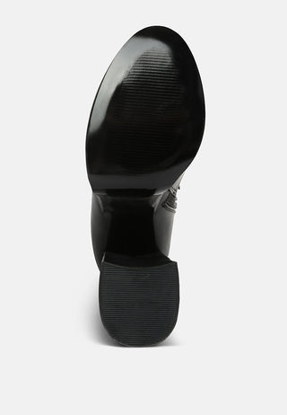 Tzar Faux Leather High Heeled Platfrom Calf Boots