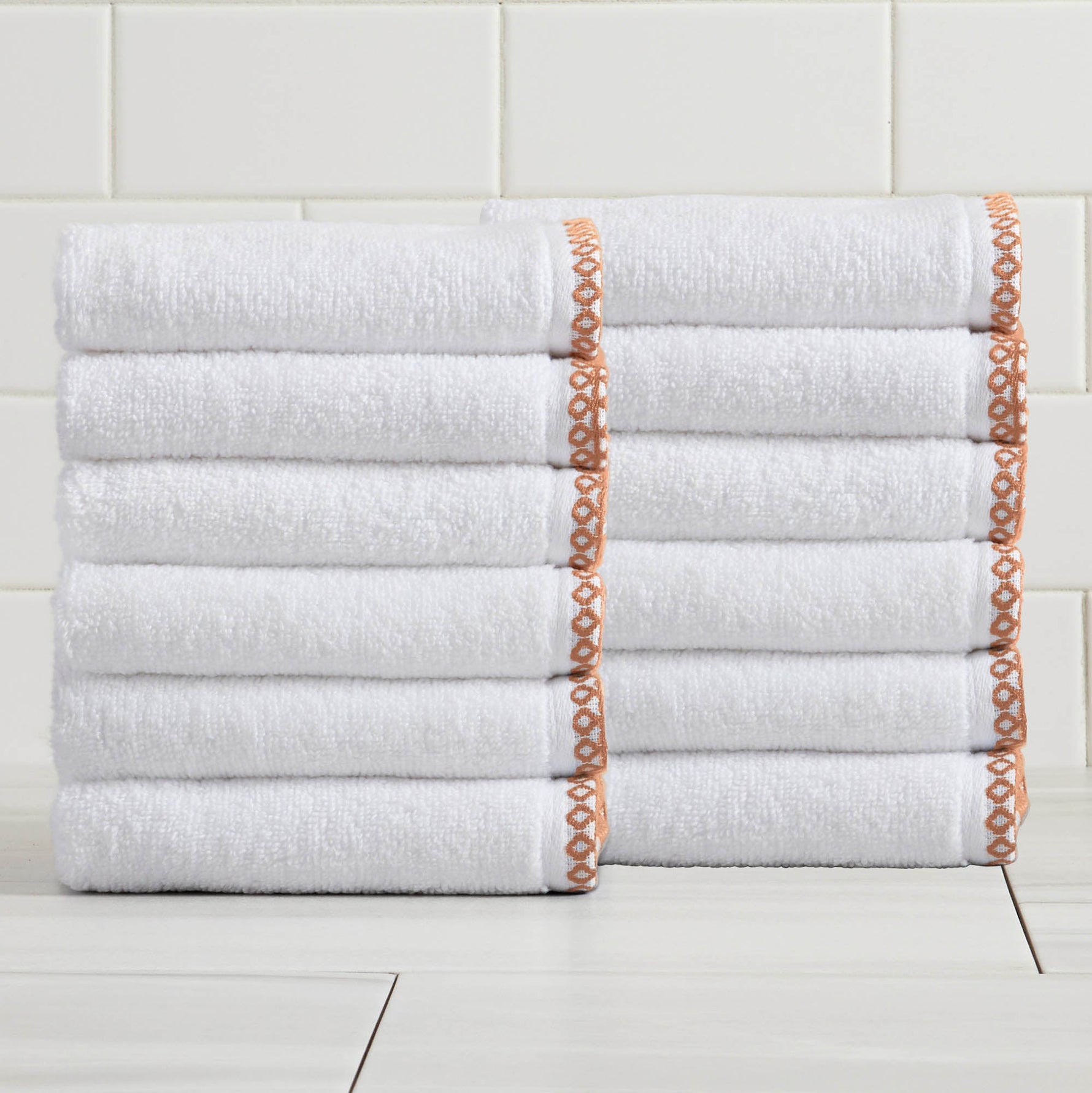 Cotton Border-Stitched 6-Piece Towel Set - Valery Collection