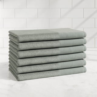 Cotton Linen-Like Border 6-Piece Towel Set - Priya Collection Great Bay Home