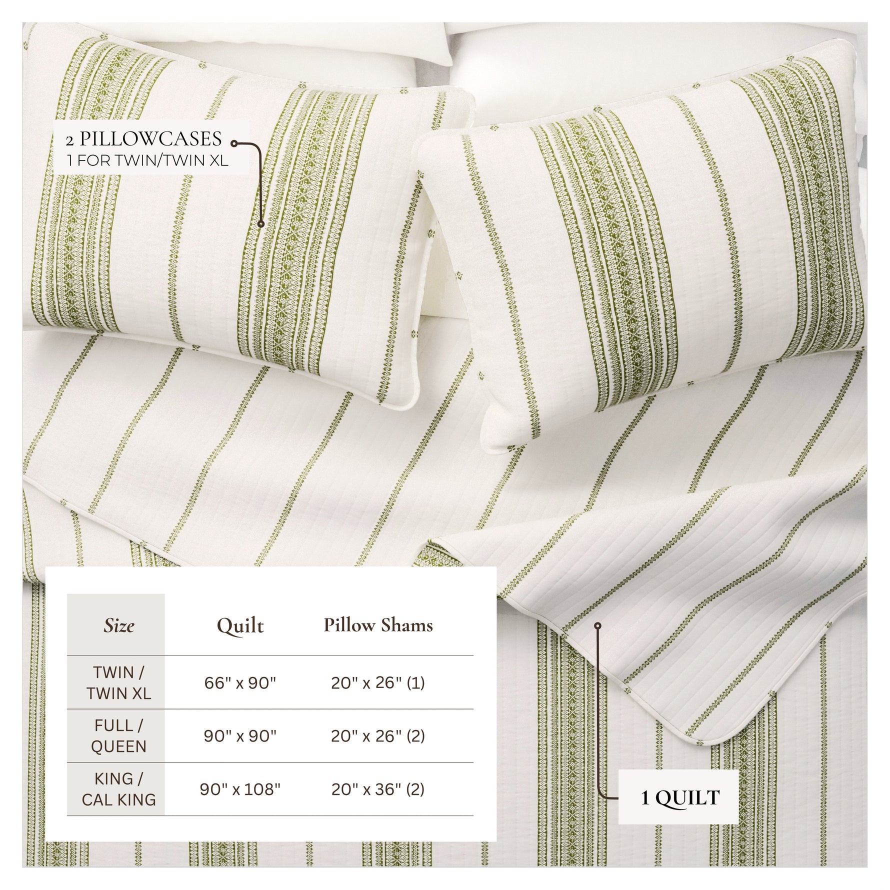3-Piece Stripe Quilt - Wesley Collection Great Bay Home