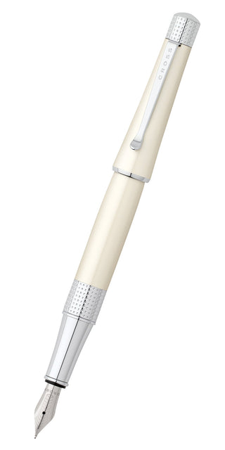 Beverly Pearlescent White Lacquer Medium Nib Fountain Pen - By Baano