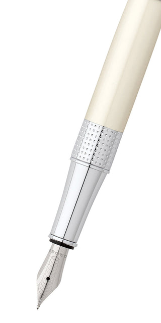 Beverly Pearlescent White Lacquer Medium Nib Fountain Pen - By Baano