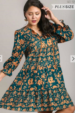 Floral Dress, Teal