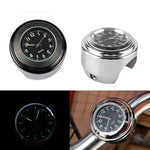 Universal 7/8" Waterproof Chrome Motorcycle Bike Handlebar Mount Quartz Clock Motorcycle Handlebar Clock, Motorcycle Modification Handlebar Mount Waterproof Quartz Clock Watch Accessories Watch Aluminum Luminous Clock Moto Black Stevvex