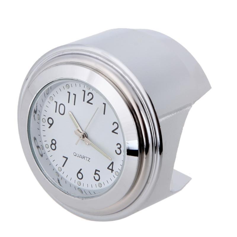 Universal Waterproof 7/8 Motorcycle Bike Handlebar Mount Clock Watch Quartz Watch Motorcycle Handlebar Mount Watch Dial Clock Universal Waterproof Silver Tone Clock Aluminum Luminous Clock For Motorbike Stevvex