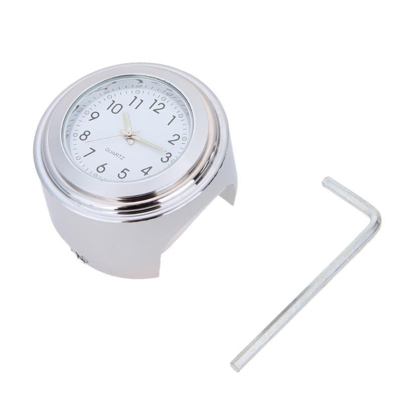 Universal Waterproof 7/8 Motorcycle Bike Handlebar Mount Clock Watch Quartz Watch Motorcycle Handlebar Mount Watch Dial Clock Universal Waterproof Silver Tone Clock Aluminum Luminous Clock For Motorbike Stevvex