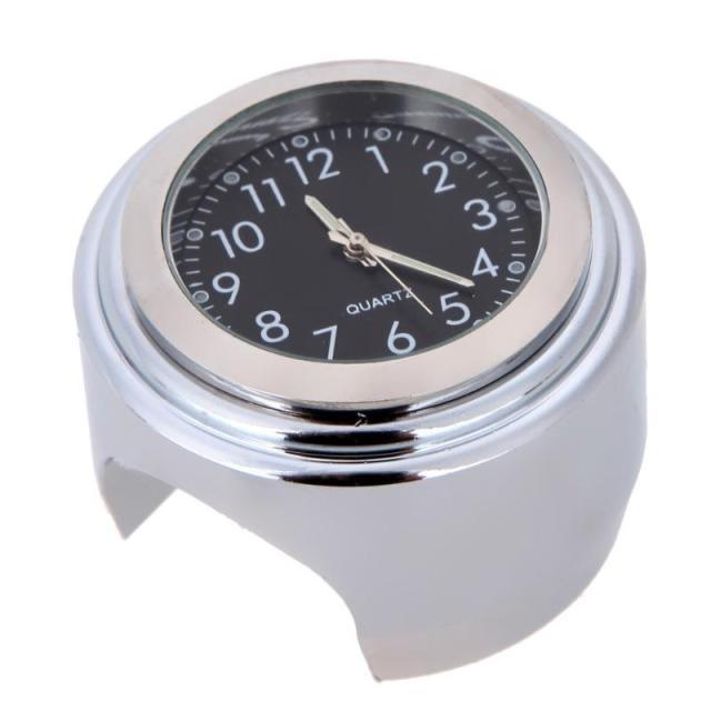 Universal Waterproof 7/8 Motorcycle Bike Handlebar Mount Clock Watch Quartz Watch Motorcycle Handlebar Mount Watch Dial Clock Universal Waterproof Silver Tone Clock Aluminum Luminous Clock For Motorbike Stevvex