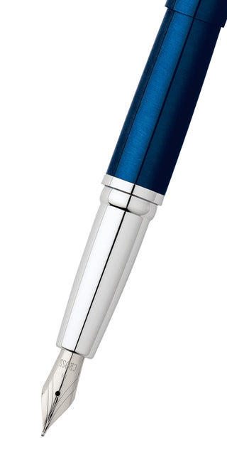 ATX® Translucent Blue Lacquer Stainless Steel Medium Nib Fountain Pen - By Baano