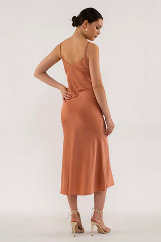 V Neck Slip On Midi Dress