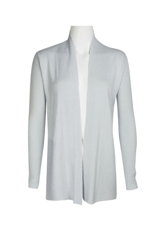 Joan Vass NY Open Front long Sleeve SharkBite Rib Detail Cardigan - By Baano