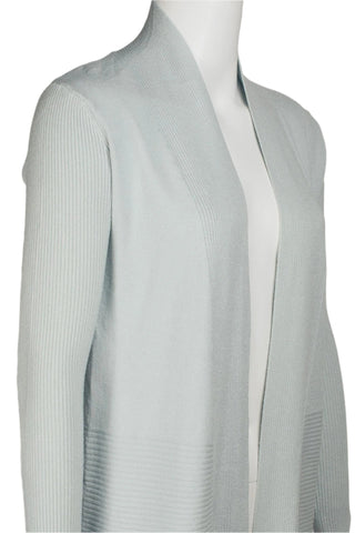 Joan Vass NY Open Front long Sleeve SharkBite Rib Detail Cardigan - By Baano