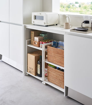 Two-Tier Hideaway Storage Cart (24" H)  - Steel - By Baano