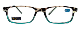 Vienna, (Premium) Reading Glasses High End Readers (Tortoise Shell Blue) Rectangular +1.25..+3 Magnifying Metal Thin Temple NY Fifth Avenue.