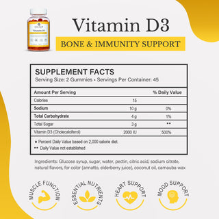 Halal Vitamin D3 2000 IU Gummies - 90 Count | Salaam Nutritionals - By Baano