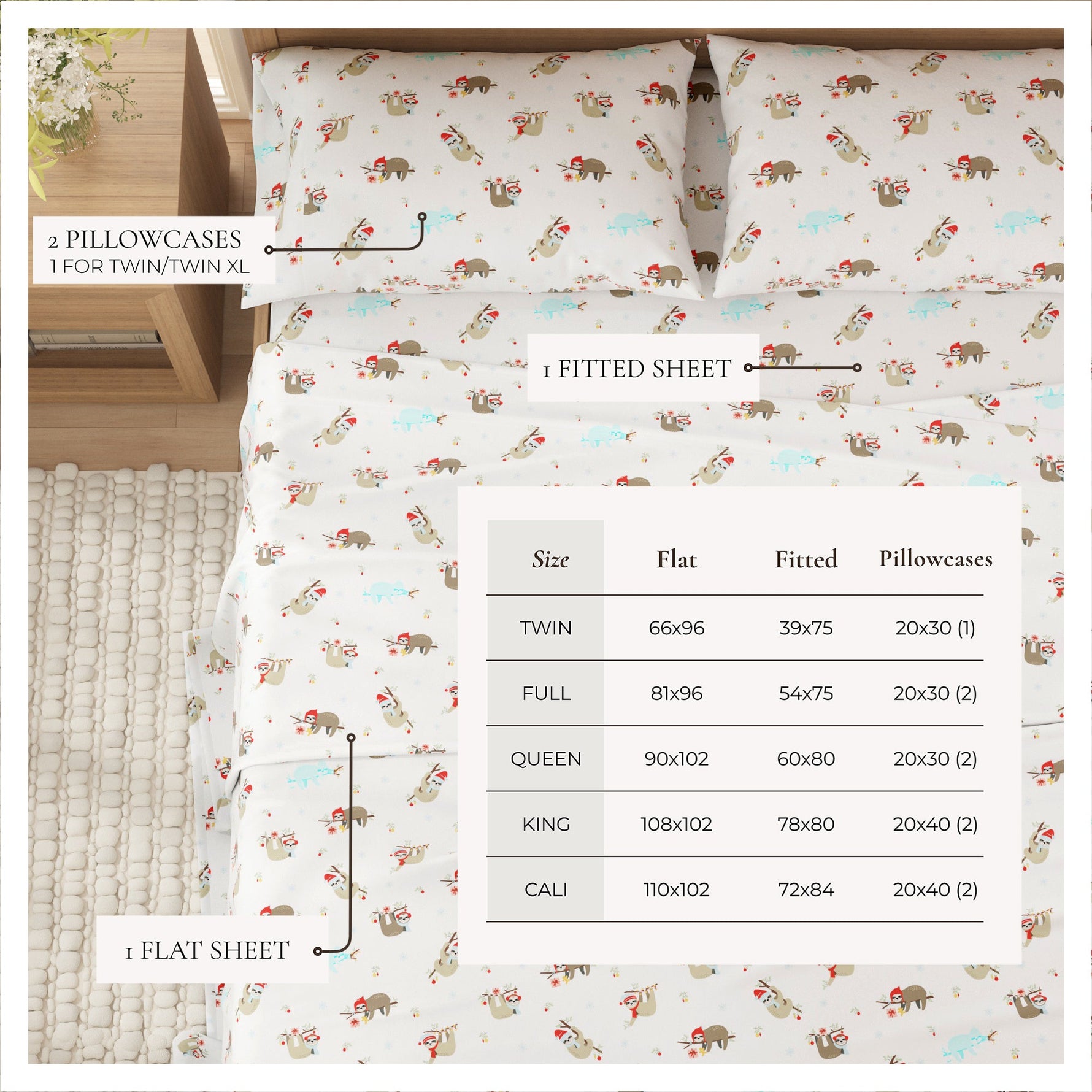 4-Piece Turkish Cotton Christmas Flannel Sheet - Whittaker Collection