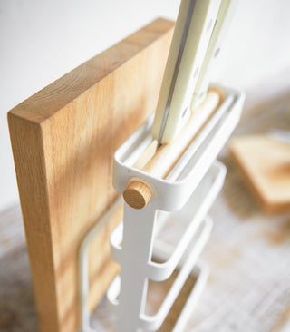 Knife & Cutting Board Stand - Steel + Wood - By Baano