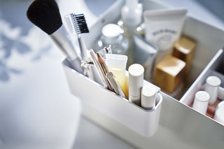 Makeup Organizer with Mirror - Steel + Wood - By Baano