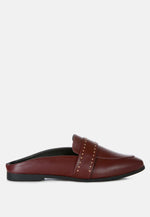 Walkout Faux Leather Studded Detail Mules