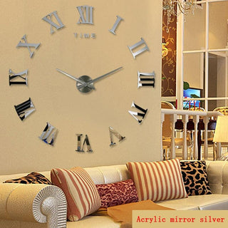 Wall Clock Promotion New Home Decor Large Roman Mirror 3D Wall Clock Mirror Surface Decorative Clock Large Wall Sticker Clock for Living Room Bedroom Office Home Decorations Fashion  Modern Quartz Clocks Living Room  Sticker Watch Stevvex