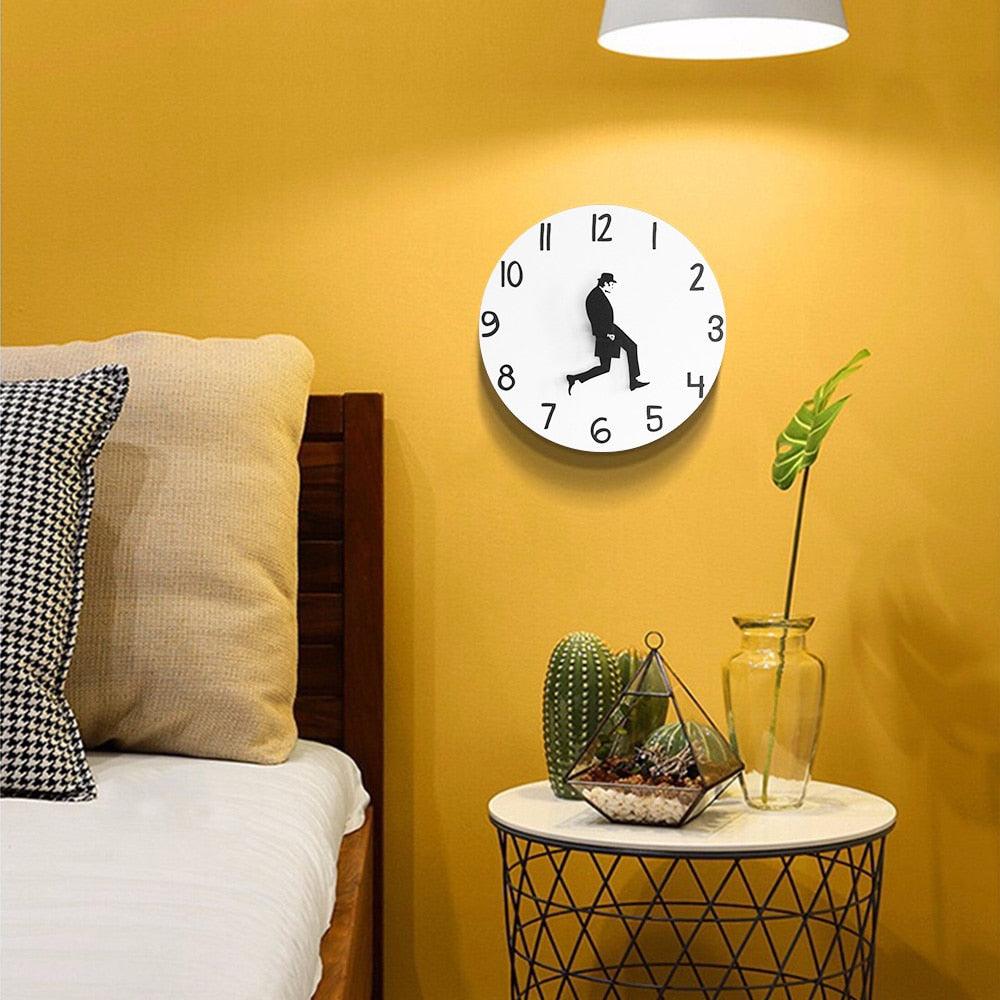 Wall Clock Silly Walk Wall Clock Comedy Creative Artwork Sweep Seconds Silent Funny Modern Silent Wall Watch Clock for Living Room Decor  Comedian Home Decor Novelty Wall Watch Funny Walking Silent Mute Clock Stevvex