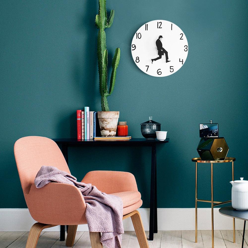 Wall Clock Silly Walk Wall Clock Comedy Creative Artwork Sweep Seconds Silent Funny Modern Silent Wall Watch Clock for Living Room Decor  Comedian Home Decor Novelty Wall Watch Funny Walking Silent Mute Clock Stevvex