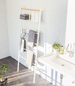 Leaning Storage Ladder With Shelf (63" H)  - Steel - By Baano