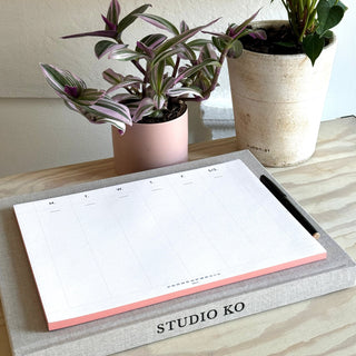 Weekly Desk Planners edged in Gold, Yellow, or Blush - By Baano