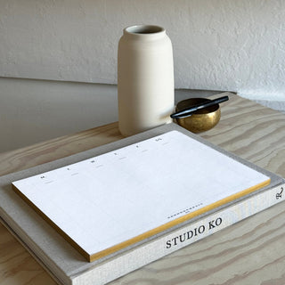 Weekly Desk Planners edged in Gold, Yellow, or Blush - By Baano