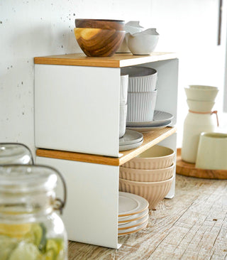 Stackable Countertop Shelf - Two Sizes - Steel + Wood - By Baano