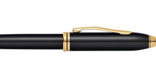 Townsend® Black Lacquer with 23KT Gold-Plated Appointments and Solid 18KT Gold Fine Nib Fountain Pen - By Baano