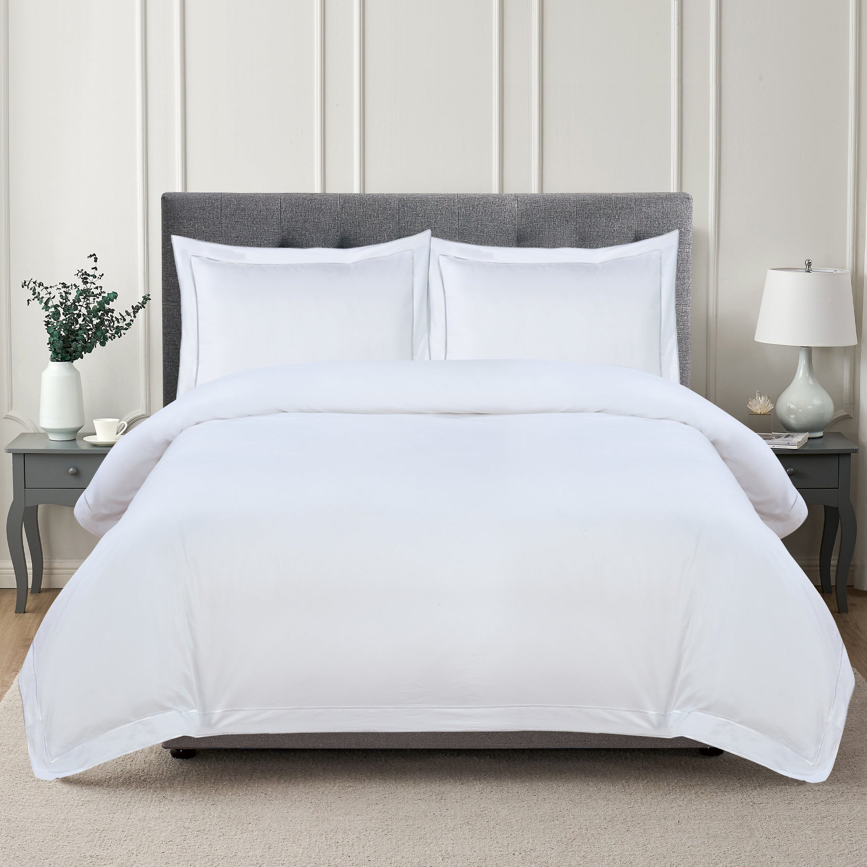 600 Thread Count Framed Sateen Embroidered Cotton Duvet Set