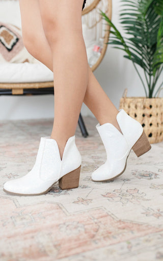 Fiera Glitter Booties in White - By Baano