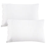 600 Thread Count Scallop Rope Embroidered Cotton Pillowcase Pair