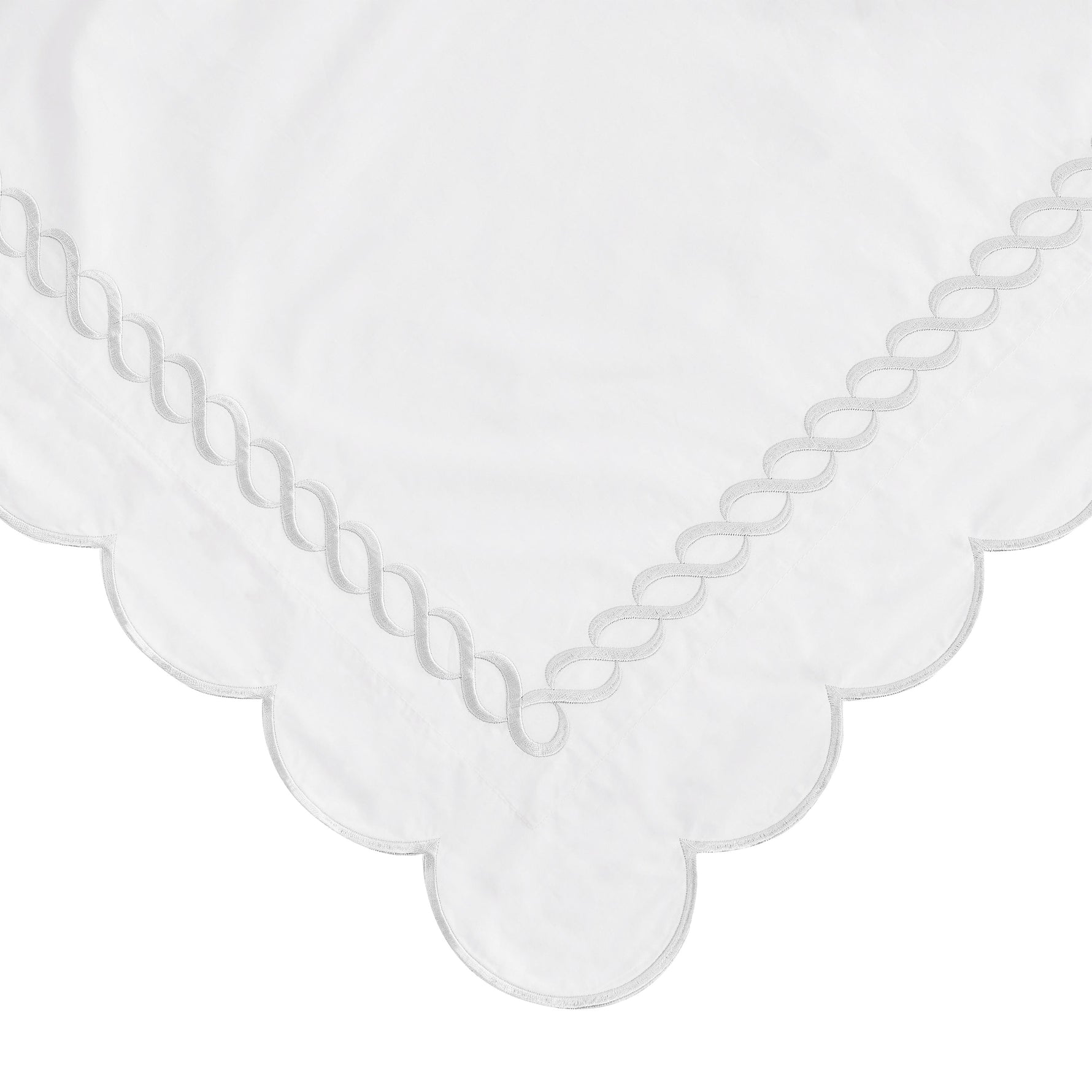 600 Thread Count Scallop Rope Embroidered Cotton Euro Sham Pair
