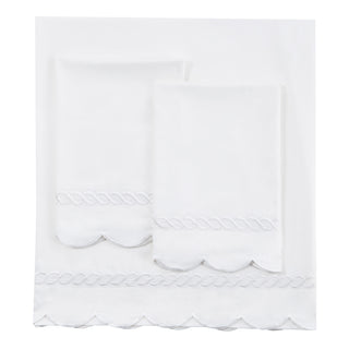 600 Thread Count Scallop Rope Embroidered Cotton Sheet Set