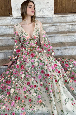 Wildflower Romance Embroidered Maxi Dress - By Baano