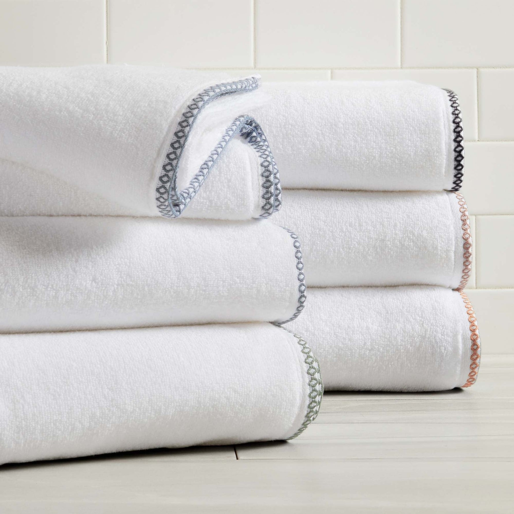 Cotton Border-Stitched 6-Piece Towel Set - Valery Collection