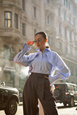 Diva Business Style Blue Organic Cotton Shirt ETNA