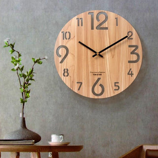 Wooden 3D Wall Clock Modern Design Nordic Brief Living Room Decoration Wooden Round Wall Clock Vintage Rustic Clock for Kitchen Bedroom Office Home Silent & Non-Ticking Large Numbers Kitchen Clock Art Hollow Wall Watch Home Decor 12 inch Stevvex