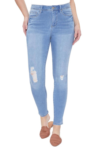 Royalty For Me By YMI High- Rise Skinny 1 Button Zipper Closure Belt Hoop Pockets Denim - By Baano