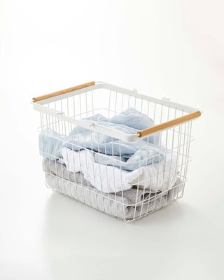 Wire Basket - Two Sizes - Steel + Wood - By Baano