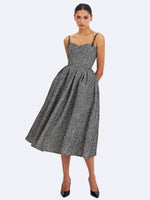 Katalina Black & White Tweed Backless Midi Dress